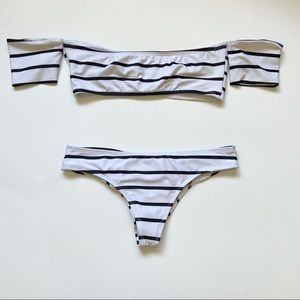NWT Striped Off the Shoulder Bikini Swimsuit